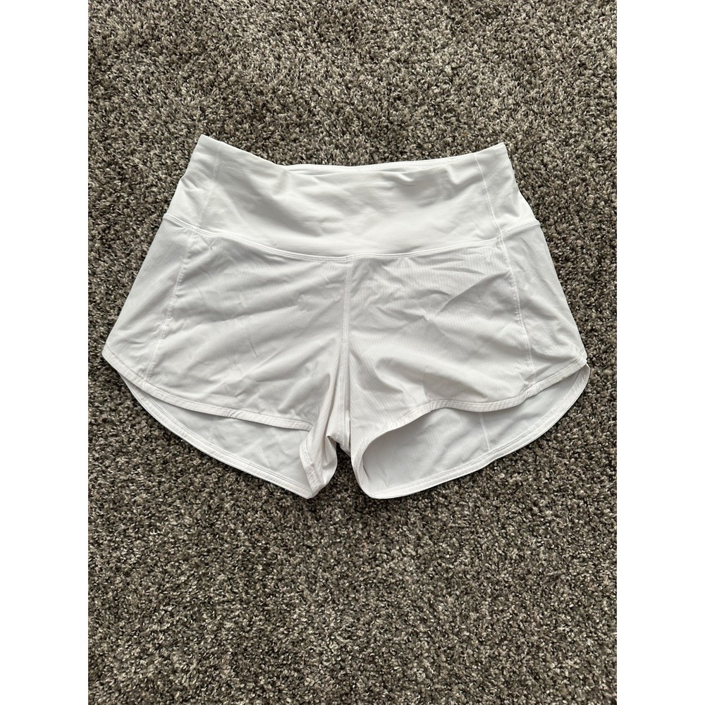 Lululemon Speed Up High-Rise Lined Shorts 4" Women's 6 White Running Zip Pocket